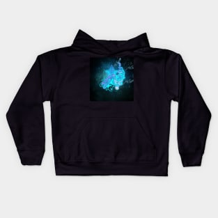 Blue glowing chinese dragon Kids Hoodie